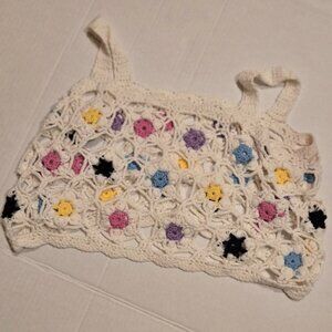 SHEIN Colorful Floral Granny Square Crochet Knit Tank Top